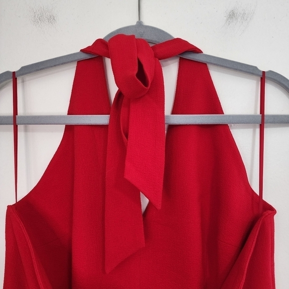 Dress the Population Rouge Shiloh Red Halter Gown Dress Event Party Prom - Picture 9 of 14